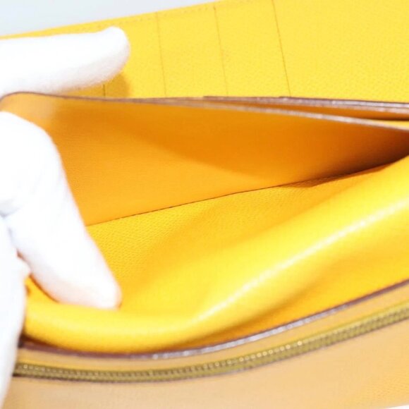 HERMES Bean Wallet Leather Yellow Auth BA3777 - Picture 13 of 16